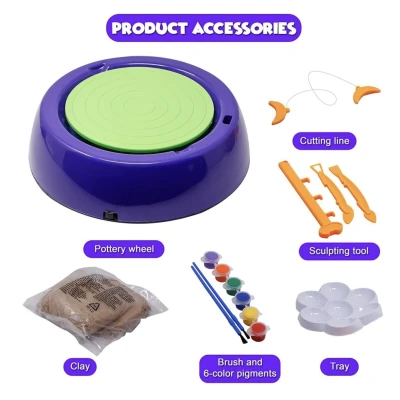 Set Creativ cu roata de olarit 2 viteze 6 culori de vopsea kit de modelaj ceramica 22 × 22 cm