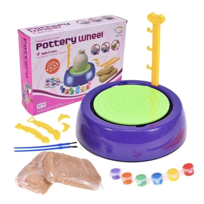 Set Creativ cu roata de olarit 2 viteze 6 culori de vopsea kit de modelaj ceramica 22 × 22 cm