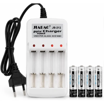 Incarcator Baterii JIABAO JB 212 pentru AA/AAA Ni MH si Ni Cd cu 4 Acumulatori AAA R03