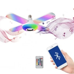 Bec LED cu 4 Brate Lumina RGB Multicolora Difuzor Bluetooth telecomanda Soclu E27 48W