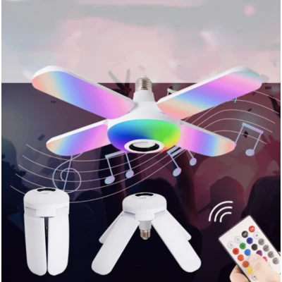 Bec LED cu 4 Brate Lumina RGB Multicolora Difuzor Bluetooth telecomanda Soclu E27 48W