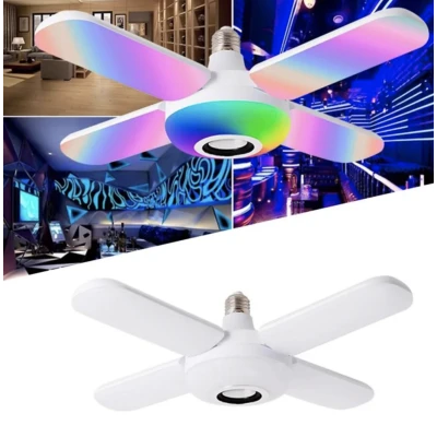 Bec LED cu 4 Brate Lumina RGB Multicolora Difuzor Bluetooth telecomanda Soclu E27 48W