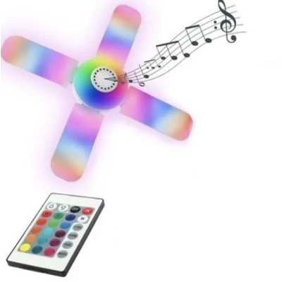 Bec LED cu 4 Brate Lumina RGB Multicolora Difuzor Bluetooth telecomanda Soclu E27 48W