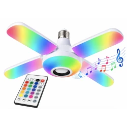 Bec LED cu 4 Brate Lumina RGB Multicolora Difuzor Bluetooth telecomanda Soclu E27 48W
