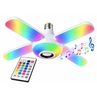 Bec LED cu 4 Brate Lumina RGB Multicolora Difuzor Bluetooth telecomanda Soclu E27 48W