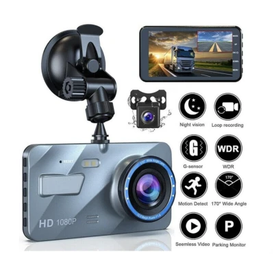 Camera Auto DVR Duala Fata si Spate Ecran Touchscreen 4 inch Full HD 1080P Unghi 170 grade Viziune Nocturna