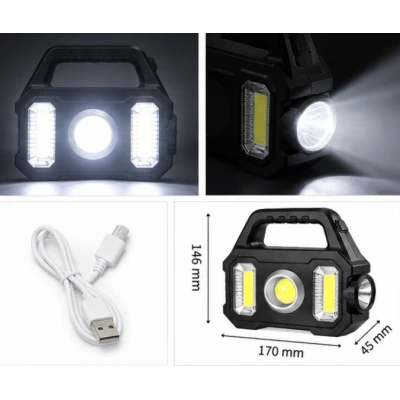 Lanterna LED Multifunctionala Solara YT 880A de 10W COB 3 Surse de Lumina reincarcabila USB