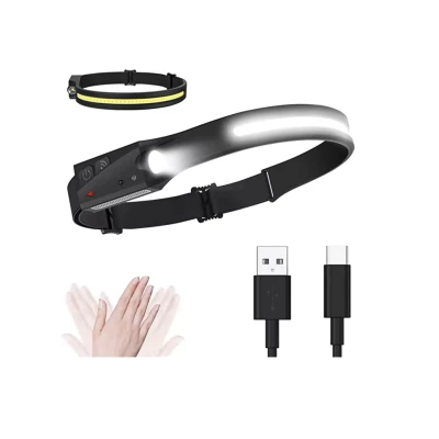 Lanterna de Cap LED cu acumulator Intern senzor de miscare banda COB + LED XPE 350 Lumeni