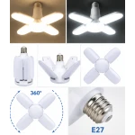 Bec LED E27 cu 4 Brate Ajustabile 60W Lumina Alb Rece 6500K Pliabil Iluminare 360