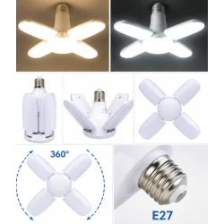 Bec LED E27 cu 4 Brate Ajustabile 60W Lumina Alb Rece 6500K Pliabil Iluminare 360