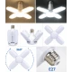 Bec LED E27 cu 4 Brate Ajustabile 60W Lumina Alb Rece 6500K Pliabil Iluminare 360