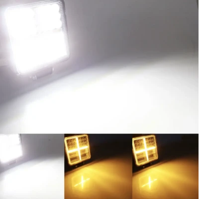 Set 2 Proiectoare LED Auto 114W Lumina Alba si Semnal Galben Off Road