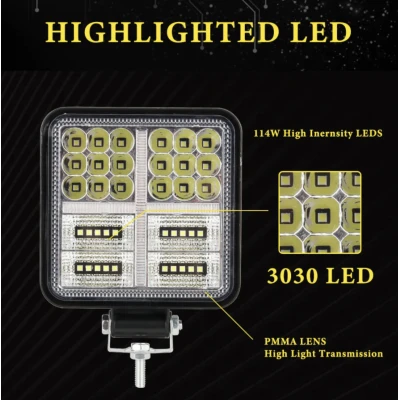 Set 2 Proiectoare LED Auto 114W Lumina Alba si Semnal Galben Off Road