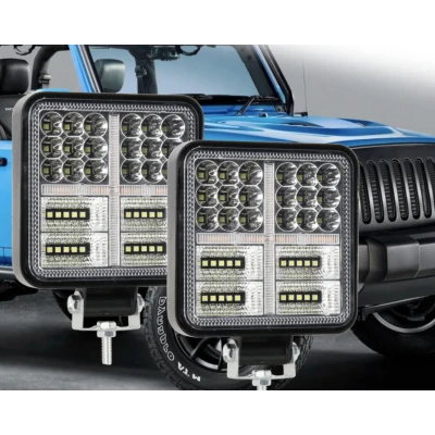 Set 2 Proiectoare LED Auto 114W Lumina Alba si Semnal Galben Off Road