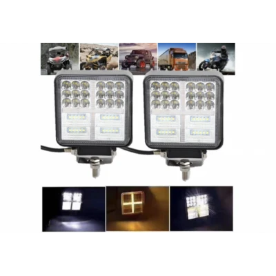 Set 2 Proiectoare LED Auto 114W Lumina Alba si Semnal Galben Off Road
