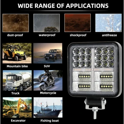 Set 2 Proiectoare LED Auto 114W Lumina Alba si Semnal Galben Off Road