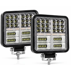 Set 2 Proiectoare LED Auto 114W Lumina Alba si Semnal Galben Off Road