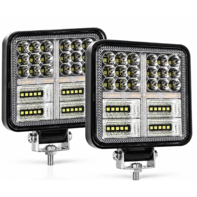 Set 2 Proiectoare LED Auto 114W Lumina Alba si Semnal Galben Off Road