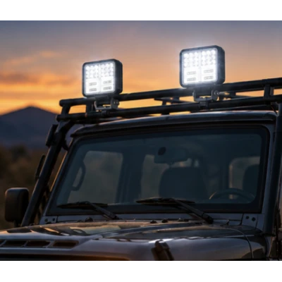 Set 2 Proiectoare LED Auto 114W Lumina Alba si Semnal Galben Off Road