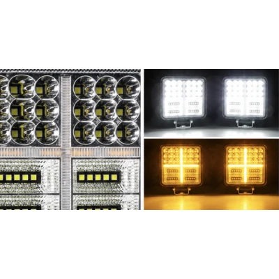 Set 2 Proiectoare LED Auto 114W Lumina Alba si Semnal Galben Off Road