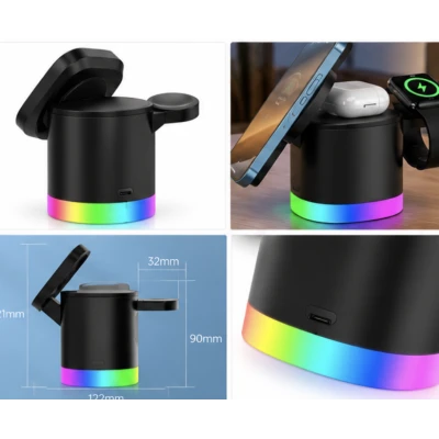 Incarcator Wireless 3 in 1 Andowl Q A63 de 20W Fast Charging Magnetic RGB