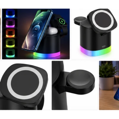 Incarcator Wireless 3 in 1 Andowl Q A63 de 20W Fast Charging Magnetic RGB