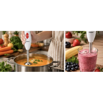 Blender de Mana Andowl Q LB0699 de 500W lama Inox cu Dubla Taiere 2 Viteze