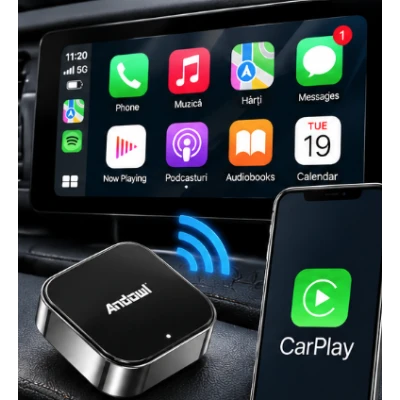 Adaptor Wireless CarPlay Andowl CA4 Conversie CarPlay cu Conectare 2.4G/5G USB