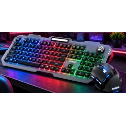 Kit Gaming Andowl OK300 2 in 1 Tastatura cu Mouse Iluminare RGB Design Mecanic
