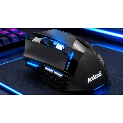 Kit Gaming Andowl OK300 2 in 1 Tastatura cu Mouse Iluminare RGB Design Mecanic