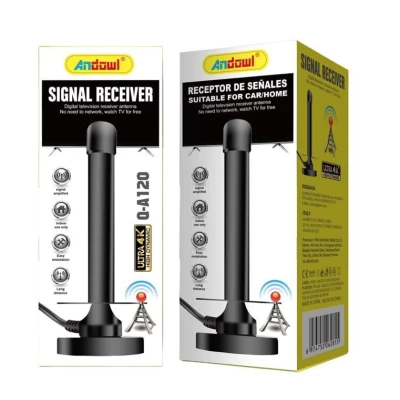 Antena TV digitala de interior 4K DVB T neagra Andowl Q A120