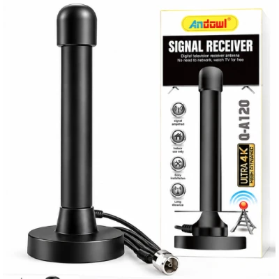 Antena TV digitala de interior 4K DVB T neagra Andowl Q A120