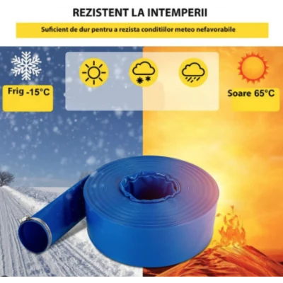 Furtun apa refulare Flat PVC 3" de 50 m albastru CRAFT TEC MX391