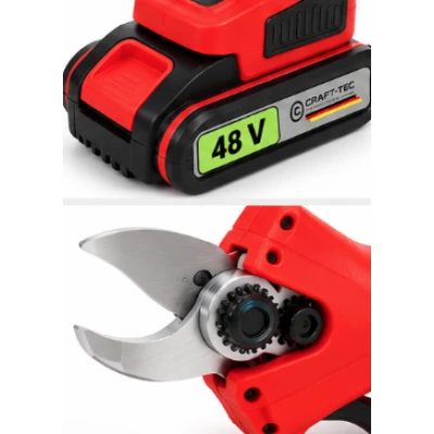 Foarfeca electrica de gradina 2 acumulatori 48V 5Ah lama SK5 diametru taiere 25mm Brushless Crafttec MX1220
