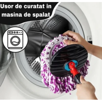 UB Set Mop Rotativ Cuva din Inox 4 Rezerve Diferite + Perie Rosturi Covoare Incluse