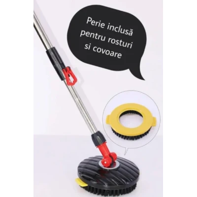 UB Set Mop Rotativ Cuva din Inox 4 Rezerve Diferite + Perie Rosturi Covoare Incluse