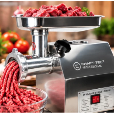 Masina de tocat carne profesionala CraftTec MK8 2500W 100 Kg/h inox accesorii incluse MX709