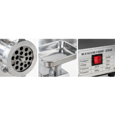Masina de tocat carne profesionala CraftTec MK8 2500W 100 Kg/h inox accesorii incluse MX709