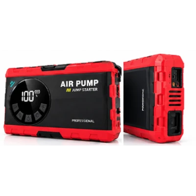 Compresor auto portabil 12V cu functie de pornire de urgenta afisaj digital lanterna LED