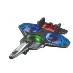 Avion de jucarie cu 4 elice lumini LED multicolore telecomanda 2.4 GHz si acumulator reincarcabil USB