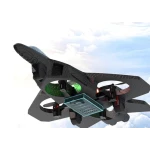 Avion de jucarie cu 4 elice lumini LED multicolore telecomanda 2.4 GHz si acumulator reincarcabil USB