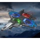Avion de jucarie cu 4 elice lumini LED multicolore telecomanda 2.4 GHz si acumulator reincarcabil USB