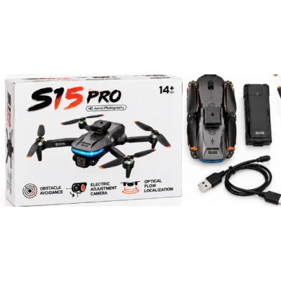 Drona pliabila S15 Pro cu camera HD evitare obstacole pozitionare optica si telecomanda cu suport pentru telefon