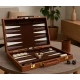 Set table de backgammon premium 28 × 19 cu piese de joc zaruri si cutie eleganta tip serviet