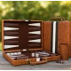 Set table de backgammon premium 28 × 19 cu piese de joc zaruri si cutie eleganta tip serviet