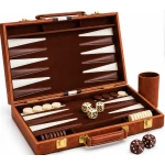 Set table de backgammon premium 28 × 19 cu piese de joc zaruri si cutie eleganta tip serviet