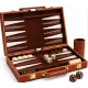 Set table de backgammon premium 28 × 19 cu piese de joc zaruri si cutie eleganta tip serviet