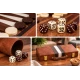 Set table de backgammon premium 28 × 19 cu piese de joc zaruri si cutie eleganta tip serviet