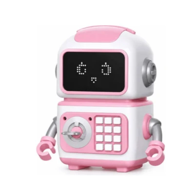 Pusculita interactiva pentru copii Robot Piggy Bank design robot cu ecran luminos