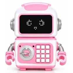 Pusculita interactiva pentru copii Robot Piggy Bank design robot cu ecran luminos